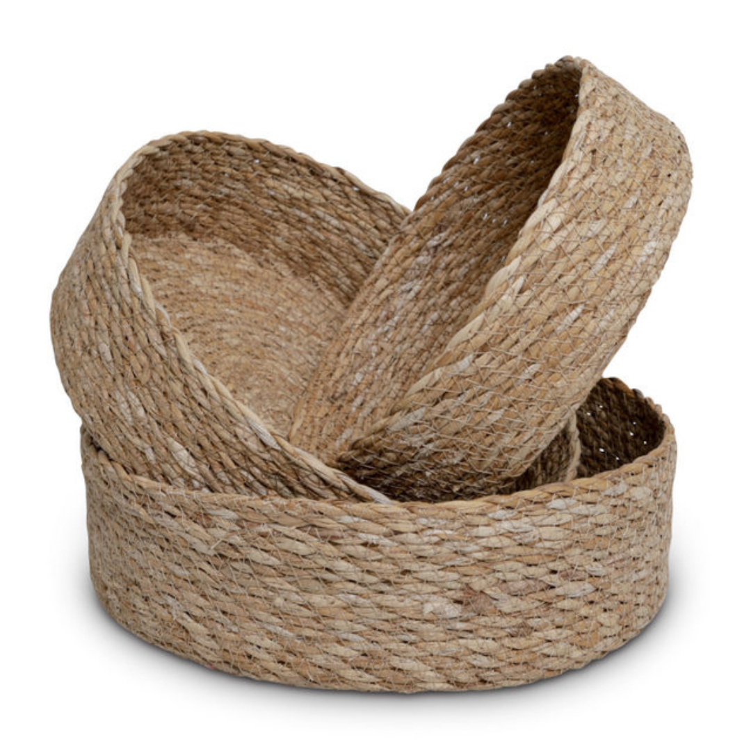 Natural Elegance: 3-Piece Seagrass Basket Set for Stylish Storage - Home & Garden > Decor - Zanlana Design and Home Decor