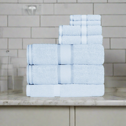 Kingtex 550gsm Cotton 7 Pce Bath Sheet Set Baby Blue - Home & Garden > Bathroom Accessories - Zanlana Design and Home Decor