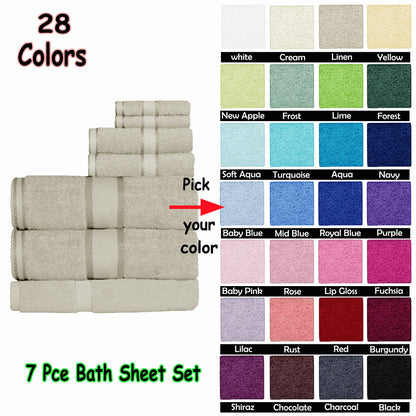 Kingtex 550gsm Cotton 7 Pce Bath Sheet Set Black - Home & Garden > Bathroom Accessories - Zanlana Design and Home Decor