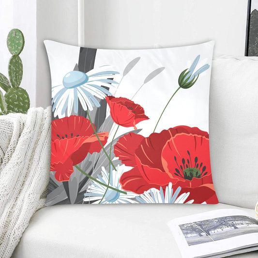 Pretty Poppy Zippered Cushion Cover 20"x20" - Pillow Case - Zanlana Design and Home Decor