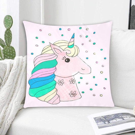 Little Miss Unicorn Zippered Cushion Cover 20"x20" - Pillow Case - Zanlana Design and Home Decor