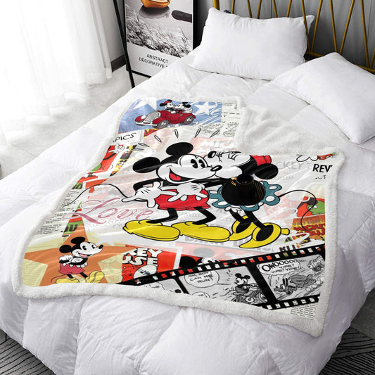 Minnie & Mickey Inspired Double Layer Short Plush Blanket 50"X60" - Double Layer Short Plush Blanket 50"x60" - Zanlana Design and Home Decor