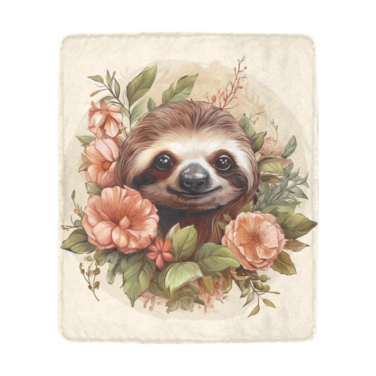 Botanical Bliss: Enchanted Sloth Illustration - Ultra-Soft Micro Fleece Blanket 50"x60" - Blanket - Zanlana Design and Home Decor