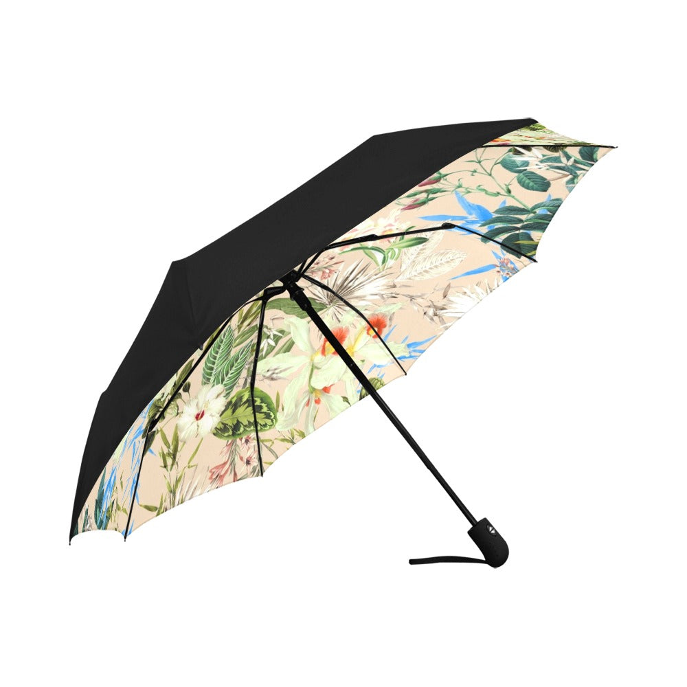 Tropical floral Anti-UV Auto-Foldable Umbrella - Auto-Foldable Umbrella (Underside Printing) - Zanlana Design and Home Decor
