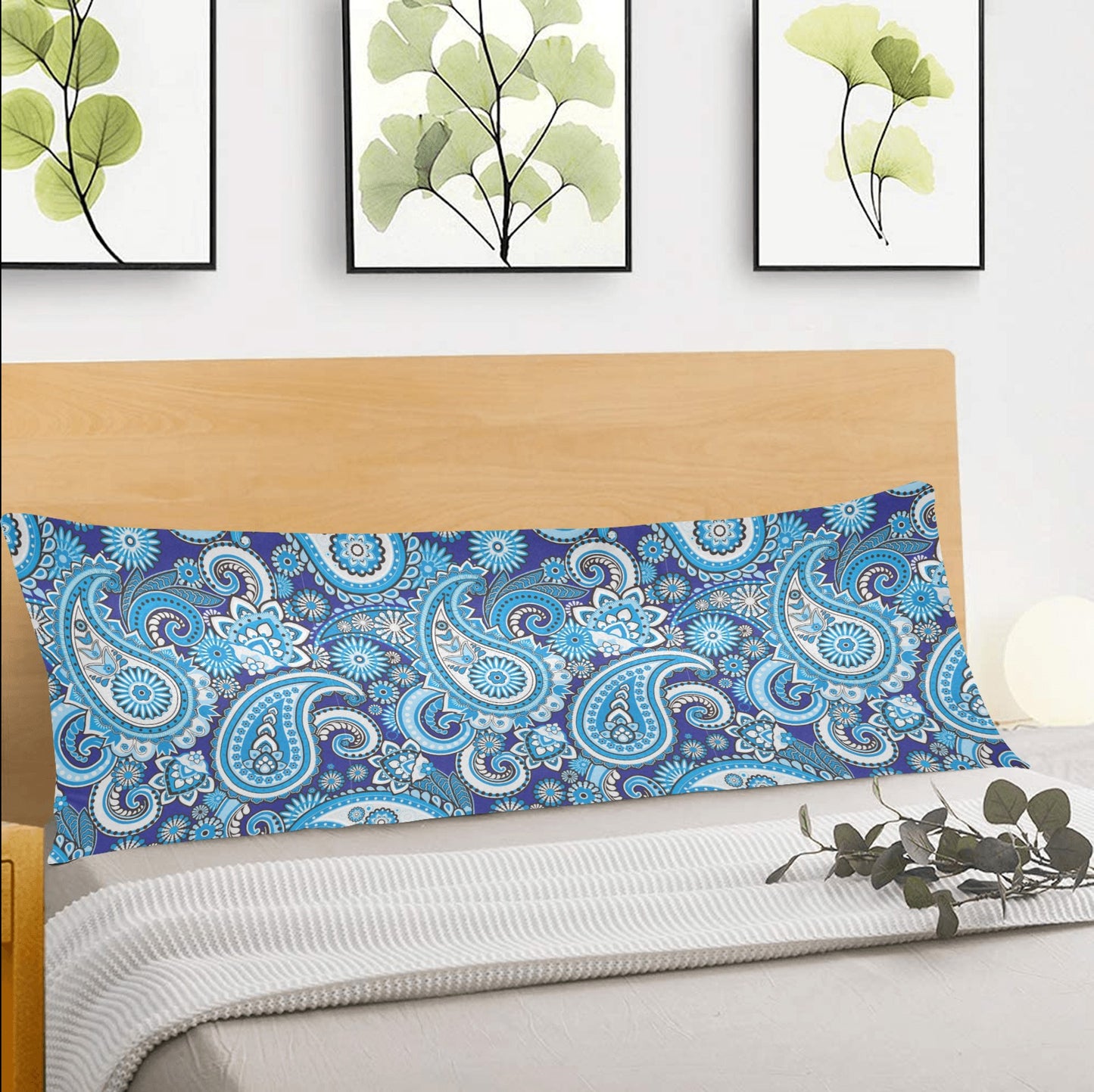 Blue Paisley Printed Body Pillow Case 20" x 54" - Body Pillow Case - Zanlana Design and Home Decor