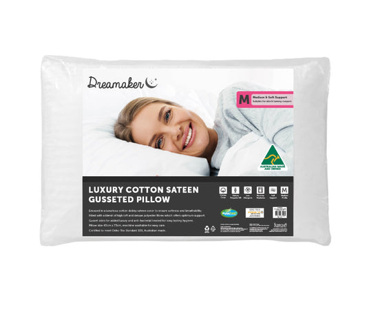 Dreamaker Luxury Cotton Sateen Gusseted Pillow - Home & Garden > Bedding - Zanlana Design and Home Decor
