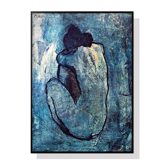 Wall Art 50cmx70cm Blue Nude by Pablo Picasso Black Frame Canvas - Home & Garden > Wall Art - Zanlana Design and Home Decor