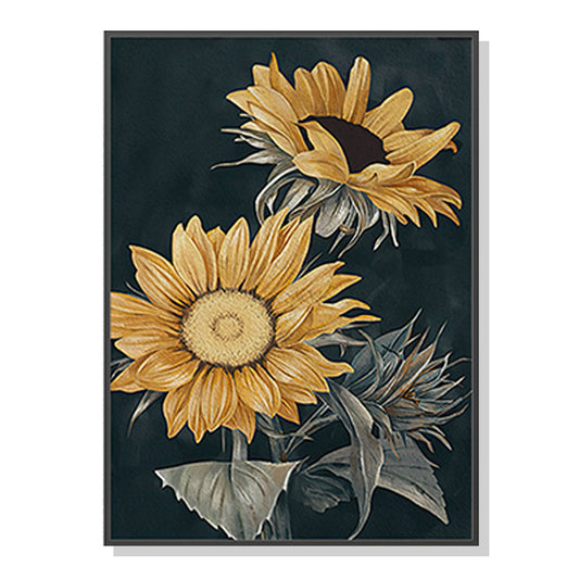 Wall Art 50cmx70cm Sunflowers Black Frame Canvas - Home & Garden > Wall Art - Zanlana Design and Home Decor