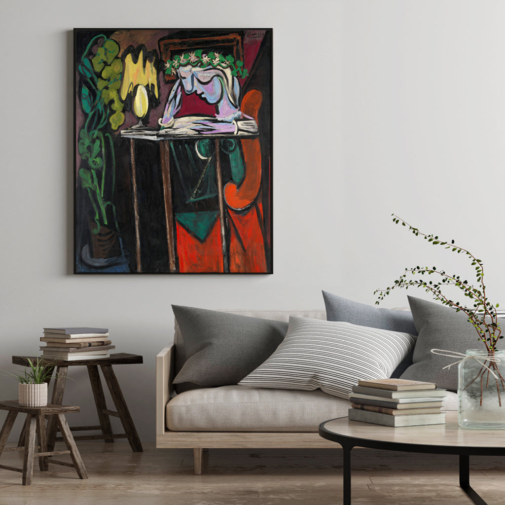 Wall Art 70cmx100cm Reading Girl by Pablo Picasso Black Frame Canvas - Home & Garden > Wall Art - Zanlana Design and Home Decor