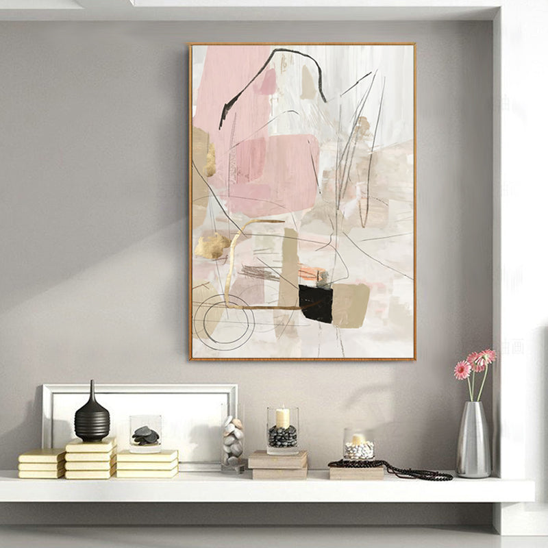 Wall Art 50cmx70cm Abstract Pink Gold Frame Canvas - Home & Garden > Wall Art - Zanlana Design and Home Decor