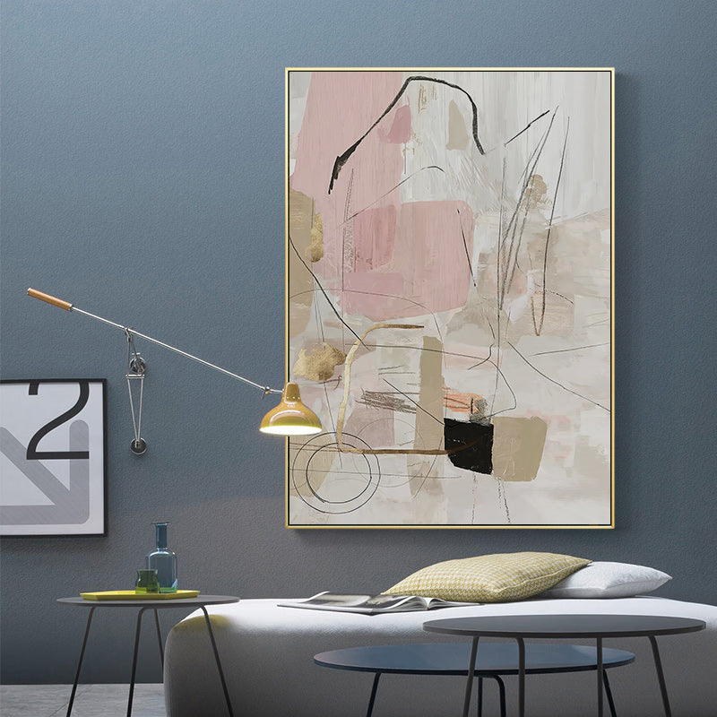 Wall Art 50cmx70cm Abstract Pink Gold Frame Canvas - Home & Garden > Wall Art - Zanlana Design and Home Decor