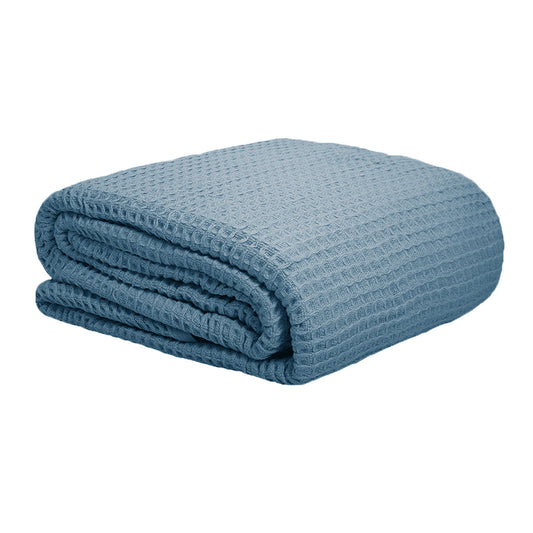 Cotton Waffle Blanket Dusk Blue King - Blankets - Zanlana Design and Home Decor