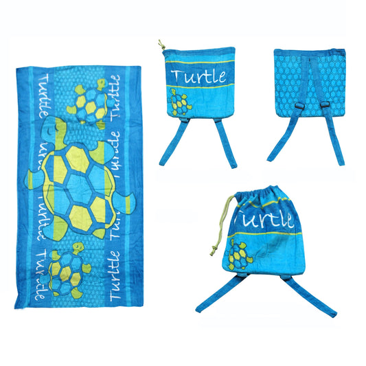 Kids Beach Towel N Bag Turtle - Beach Towels - Zanlana Design and Home Decor