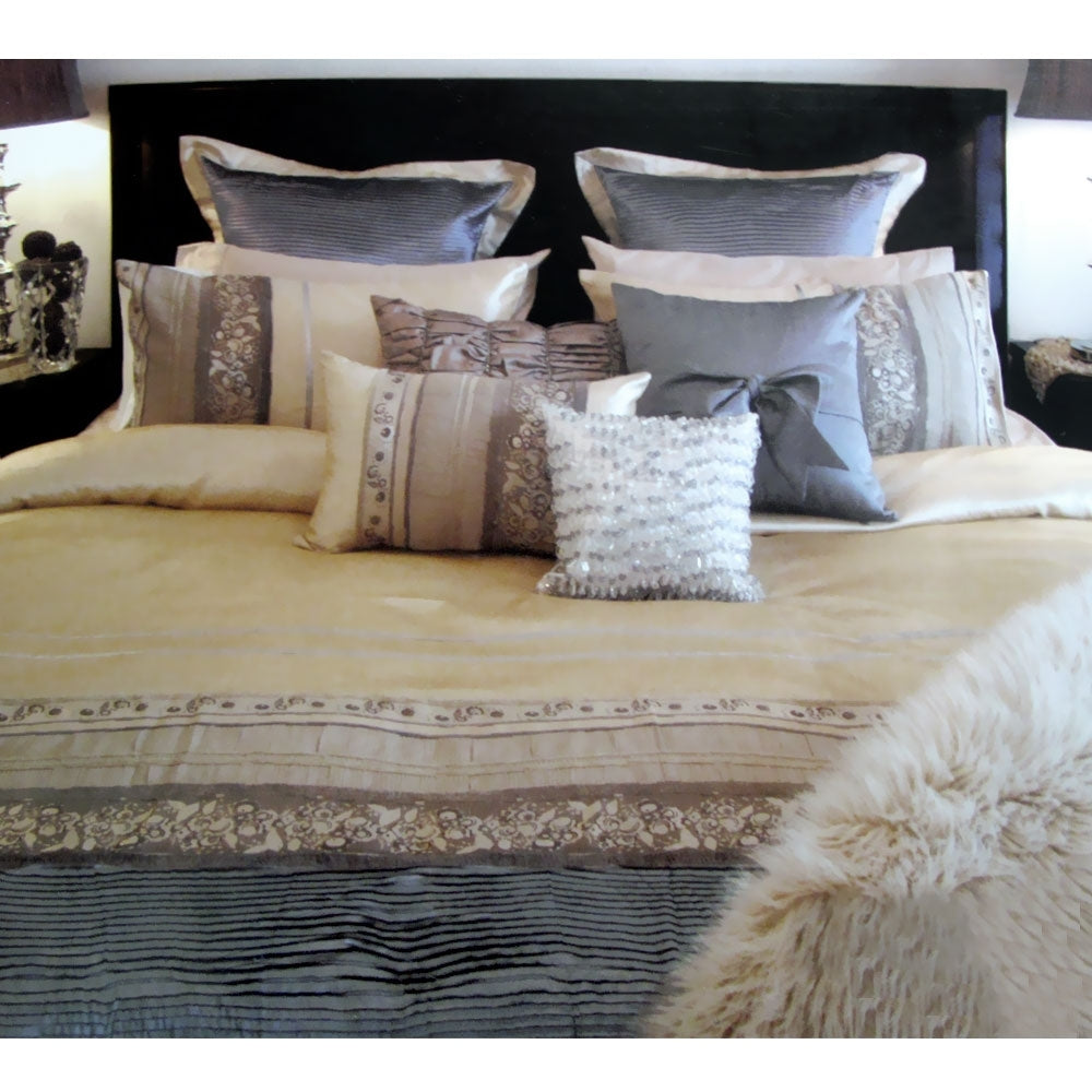Manhattan Rominda Gold Quilt Cover Set Queen - Home & Garden > Bedding - Zanlana Design and Home Decor