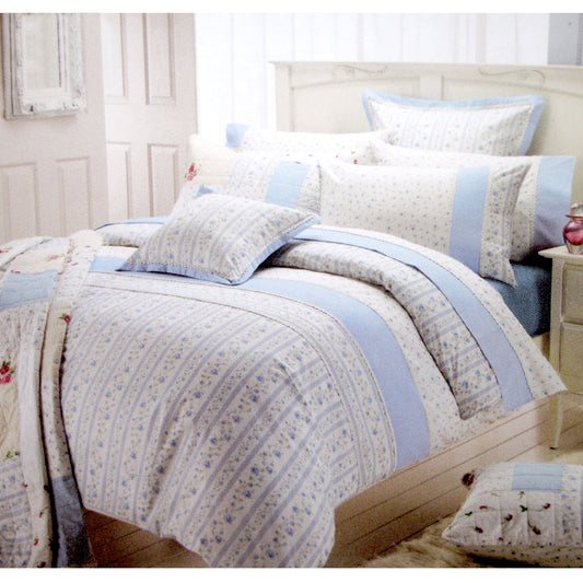 Belmondo Belmondo 225TC Ashby Rose Blue Quilt Cover Set KING - Home & Garden > Bedding - Zanlana Design and Home Decor