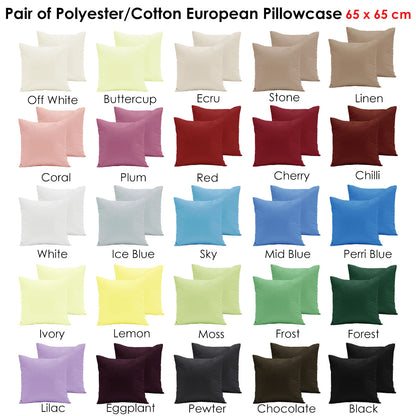 Pair of Polyester Cotton European Pillowcases Ice Blue - Home & Garden > Bedding - Zanlana Design and Home Decor