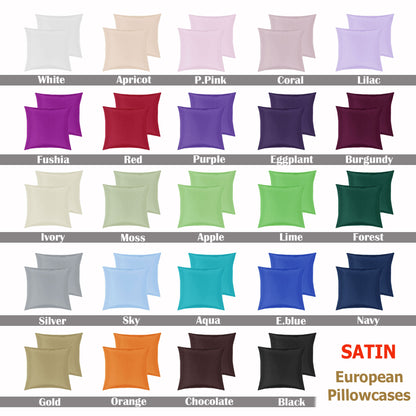 PepperMIll Satin European Pillowcases ( Pair ) BLACK - Home & Garden > Bedding - Zanlana Design and Home Decor