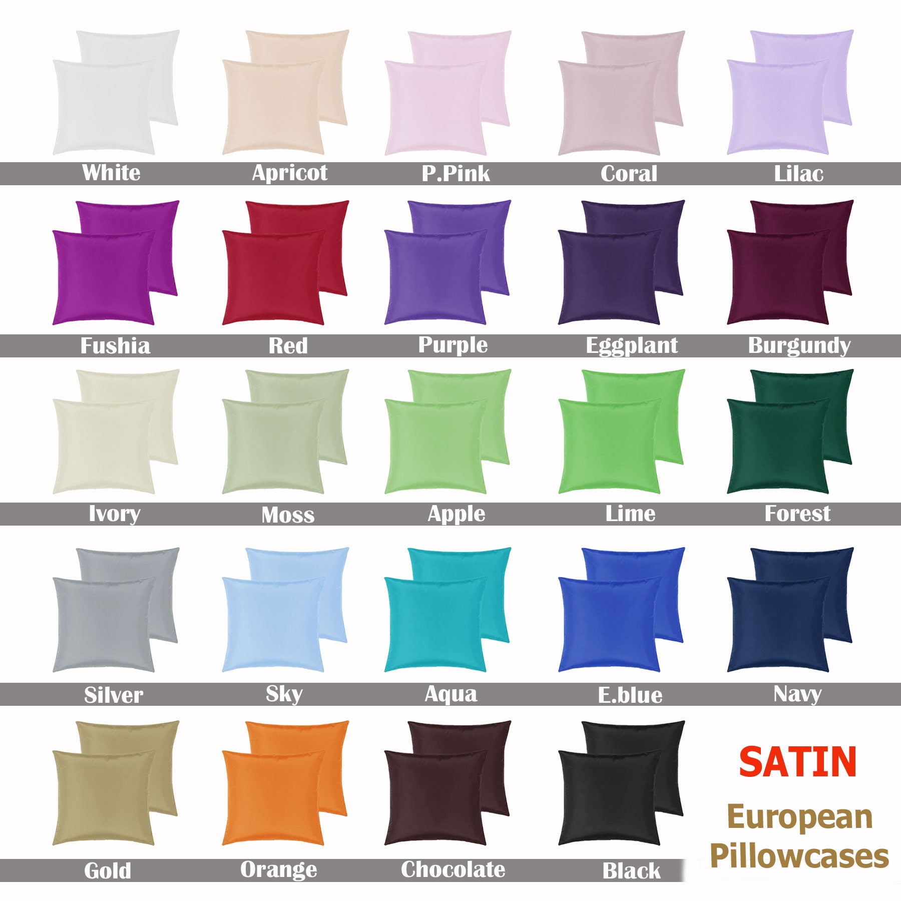 PepperMIll Satin European Pillowcases ( Pair ) LIME - Home & Garden > Bedding - Zanlana Design and Home Decor
