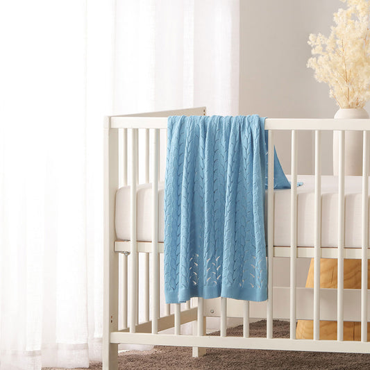 Little Gem Lyla Blue Cotton Baby Blanket 75 x 100 cm - Baby Blanket - Zanlana Design and Home Decor