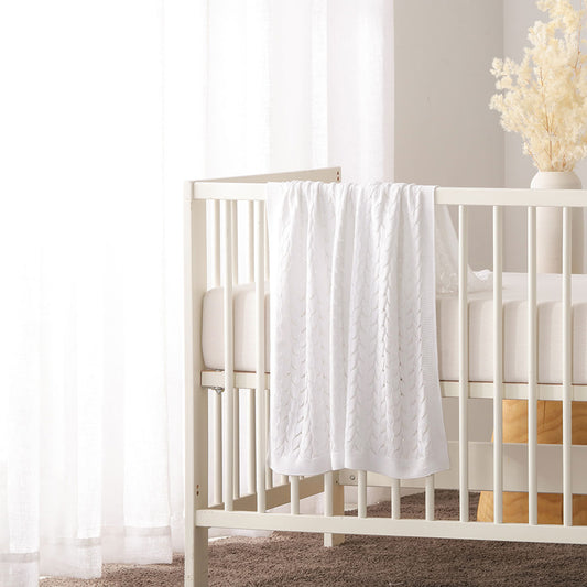 Little Gem Lyla White Cotton Baby Blanket 75 x 100 cm - Baby Blanket - Zanlana Design and Home Decor