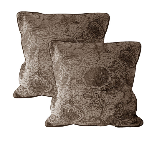 Accessorize Pair of Trudie Lace European Pillowcases Chocolate - Home & Garden > Bedding - Zanlana Design and Home Decor