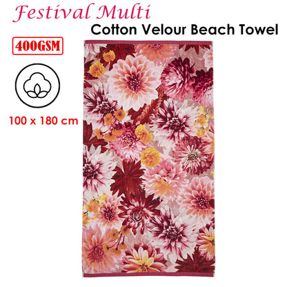 Bedding House Festival Multi Cotton Velour Beach Towel - Beach Towels - Zanlana Design and Home Decor