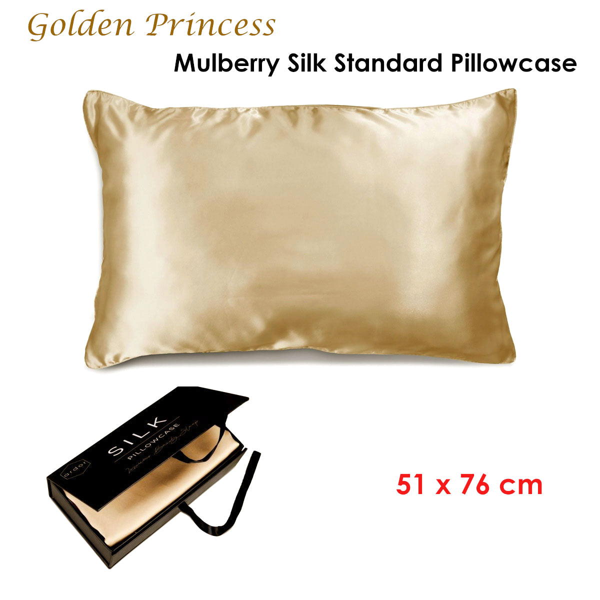 Ardor Mulberry Silk Standard Pillowcase Golden Princess - Home & Garden > Bedding - Zanlana Design and Home Decor