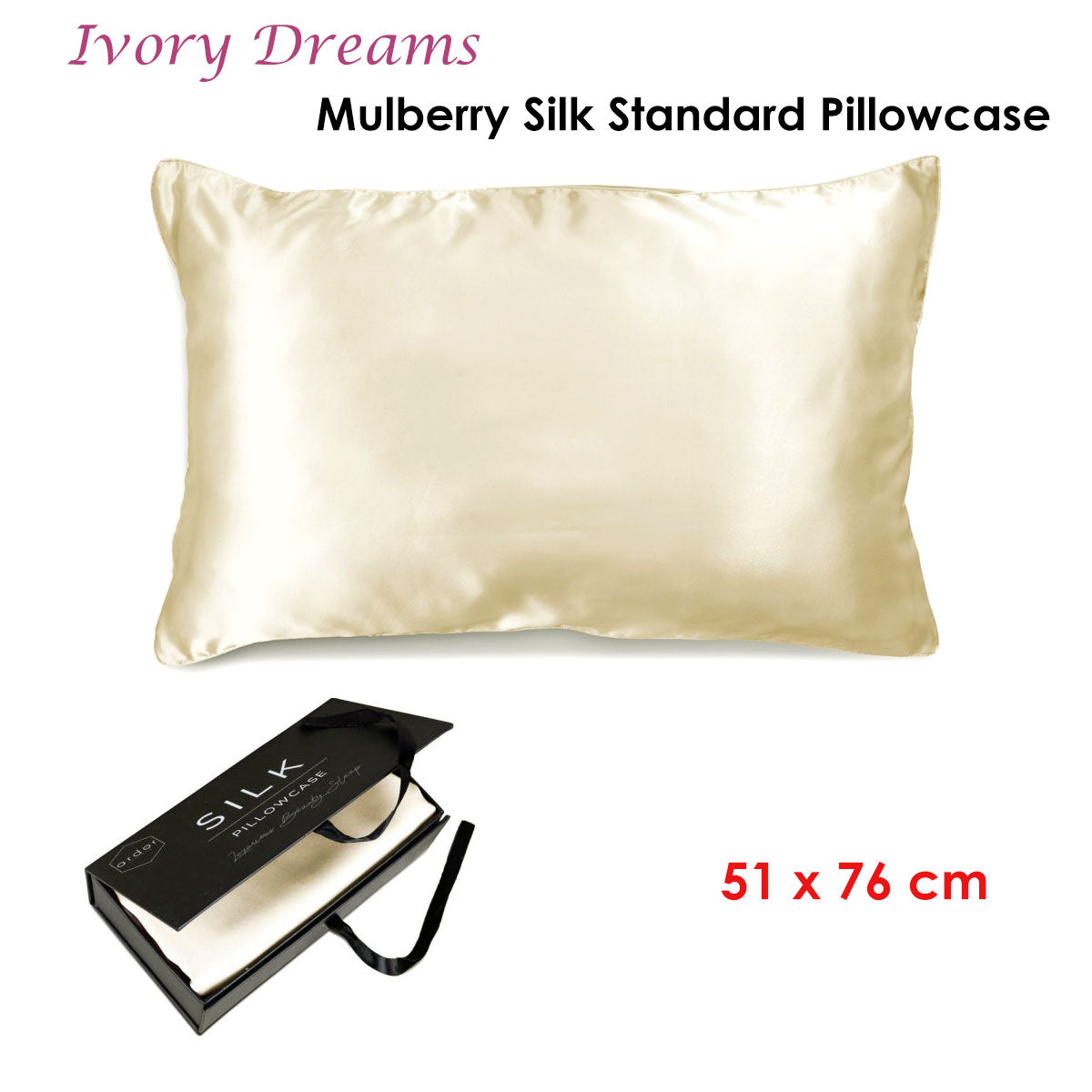 Ardor Mulberry Silk Standard Pillowcase Ivory Dreams - Home & Garden > Bedding - Zanlana Design and Home Decor