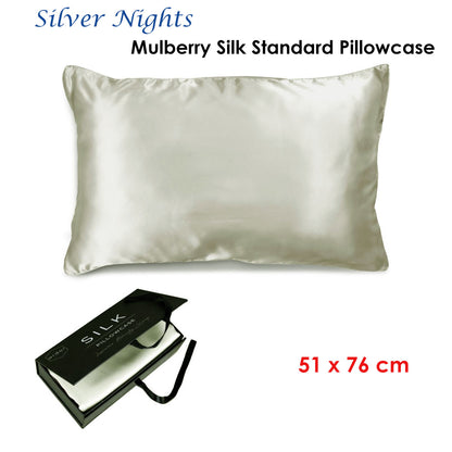 Ardor Mulberry Silk Standard Pillowcase Silver Nights - Home & Garden > Bedding - Zanlana Design and Home Decor