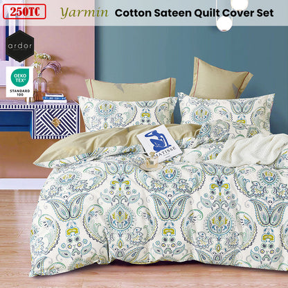 Ardor 250TC Yarmin Moroccan Cotton Sateen Quilt Cover Set Queen - Home & Garden > Bedding - Zanlana Design and Home Decor