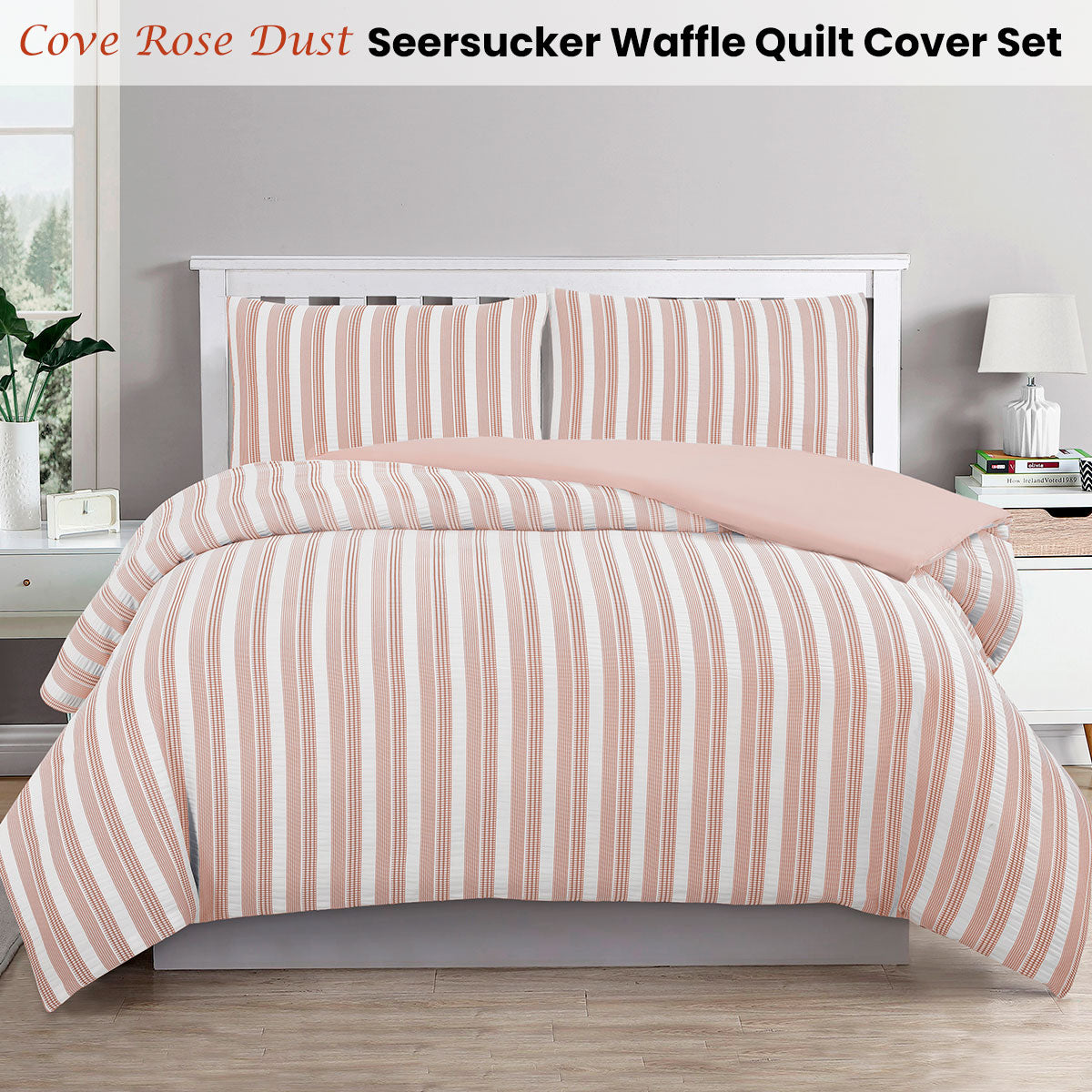 Ardor Cove Rose Dust (Similar to Peach color) Seersucker Waffle Quilt Cover Set Single - Home & Garden > Bedding - Zanlana Design and Home Decor