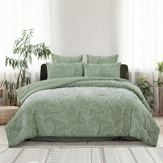 Ardor Kiah Pale Olive Textured Clipped Jacquard Quilt Cover Set Queen - Home & Garden > Bedding - Zanlana Design and Home Decor