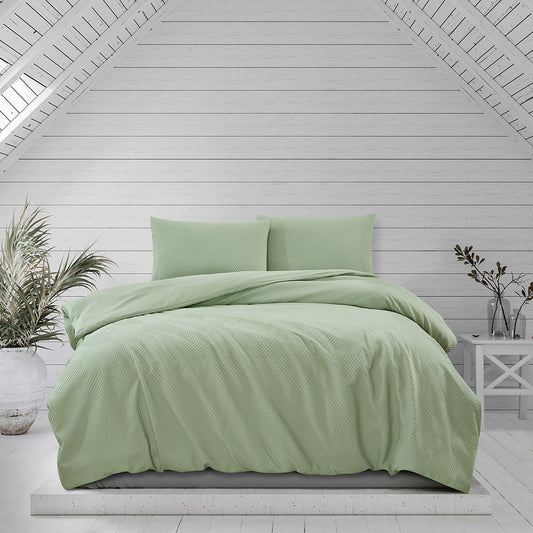 Ardor Preston Pale Green Embossed Quilt Cover Set King - Home & Garden > Bedding - Zanlana Design and Home Decor