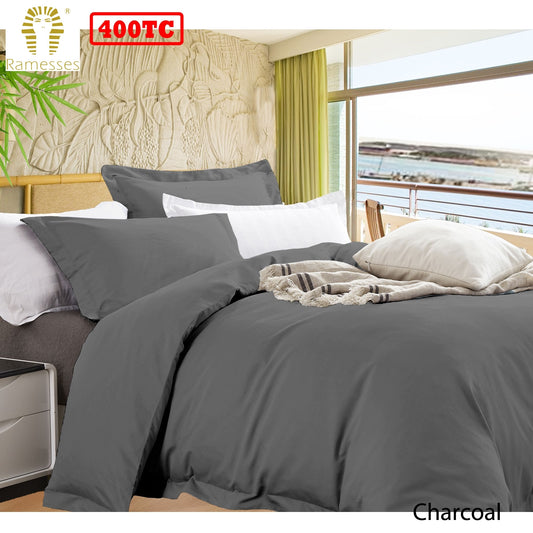 Ramesses Bamboo Cotton Quilt Cover Set Charcoal King - Home & Garden > Bedding - Zanlana Design and Home Decor