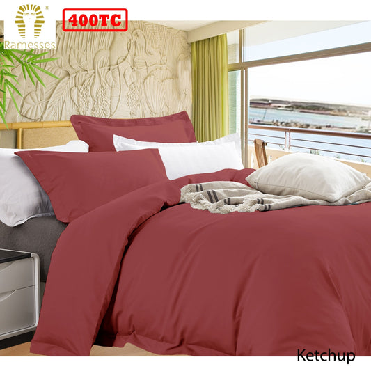 Ramesses Bamboo Cotton Quilt Cover Set Ketchup Queen - Home & Garden > Bedding - Zanlana Design and Home Decor