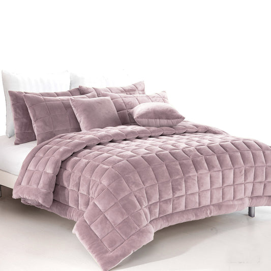 Alastairs Augusta Faux Mink Quilt / Comforter Set Blush Double - Home & Garden > Bedding - Zanlana Design and Home Decor