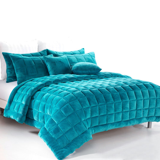 Alastairs Augusta Faux Mink Quilt / Comforter Set Emerald Green King - Home & Garden > Bedding - Zanlana Design and Home Decor