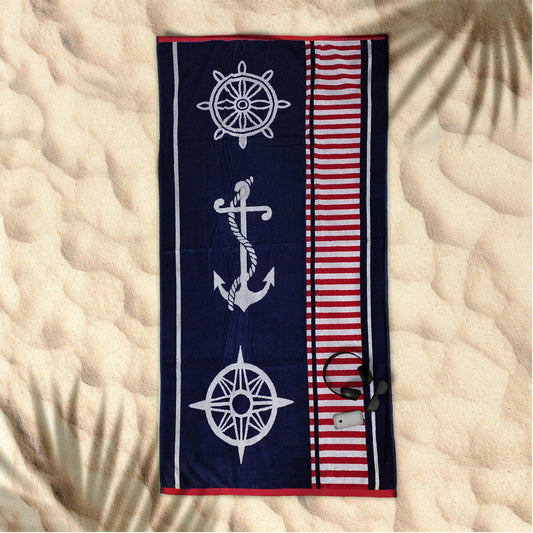 Rans Premium Cotton Jacquard Beach Towel Sailor Blue - Beach Towels - Zanlana Design and Home Decor