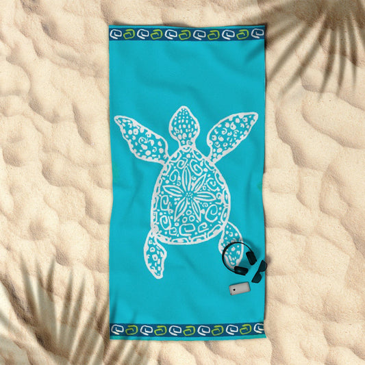 Rans Premium Cotton Jacquard Beach Towel Turtle - Beach Towels - Zanlana Design and Home Decor