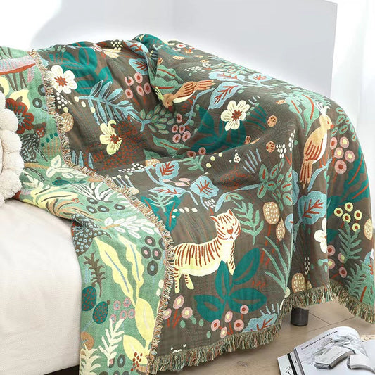 Country Style Tiger Jungle Blanket- Green - Home & Garden > Bedding - Zanlana Design and Home Decor