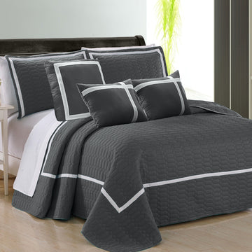 6 piece two tone embossed comforter set king charcoal - Home & Garden > Bedding - Zanlana Design and Home Decor