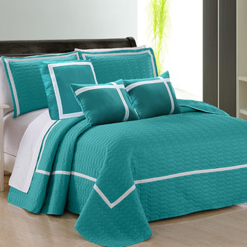6 piece two tone embossed comforter set king teal - Home & Garden > Bedding - Zanlana Design and Home Decor