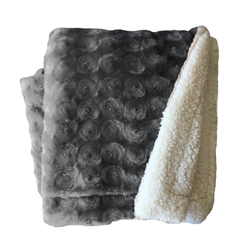 plush fleece sherpa backed reversible throw charcoal - Home & Garden > Bedding - Zanlana Design and Home Decor