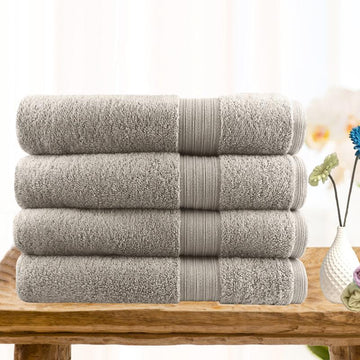 4 piece ultra light cotton bath towels in beige - Bath Towel - Zanlana Design and Home Decor