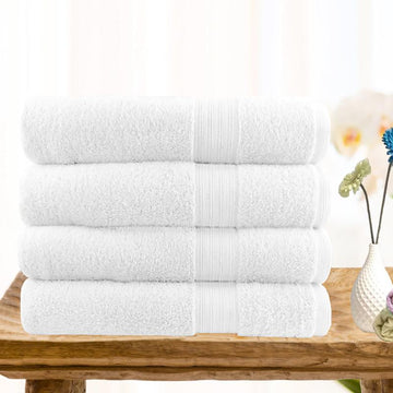 4 piece ultra light cotton bath towels in white - Bath Towel - Zanlana Design and Home Decor