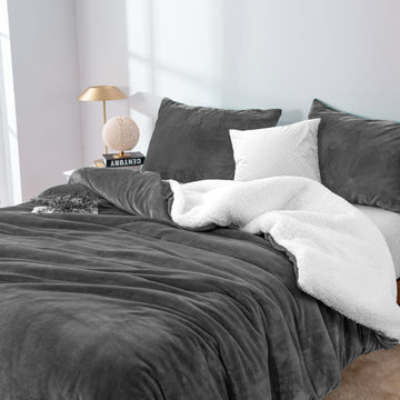2 in 1 teddy sherpa duvet cover set and blanket king charcoal - Home & Garden > Bedding - Zanlana Design and Home Decor