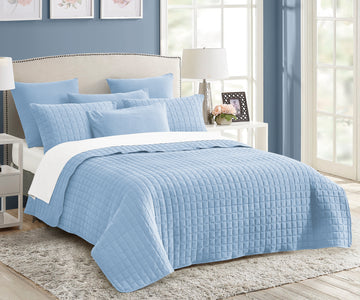 7 piece vintage stone wash comforter set queen blue - Home & Garden > Bedding - Zanlana Design and Home Decor