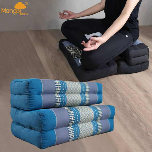 3-Fold Zafu Meditation Cushion Set Blue - Meditation Floor Cushion - Zanlana Design and Home Decor