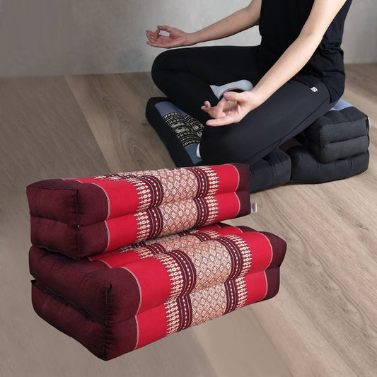 3-Fold Zafu Meditation Cushion Set Red - Meditation Floor Cushion - Zanlana Design and Home Decor