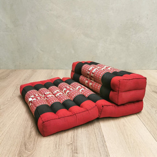 3-Fold Zafu Meditation Cushion Set Red-Ele - Meditation Floor Cushion - Zanlana Design and Home Decor